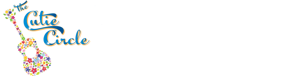 Cutie Circle logo - a ukulele of flowers
